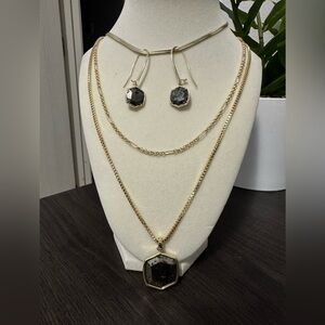 Kendra Scott Davis triple strand necklace and earrings set